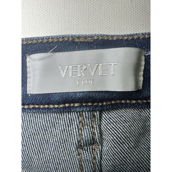 Vervet Blue Jeans Straight Leg Stretch Women’s Size 29 Raw Hem Dark Wash Denim‎ - Picture 8 of 14